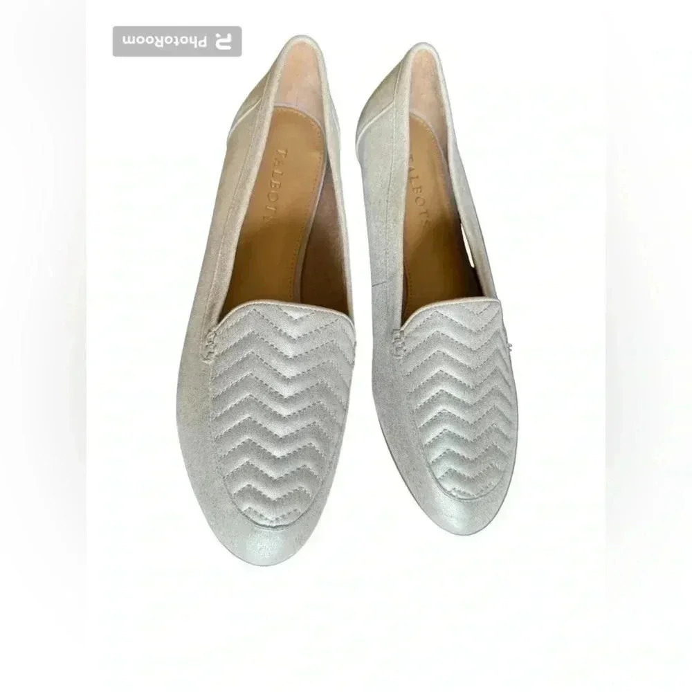 Talbots Ryan Quilted Metallic Loafers Size 8 1/2